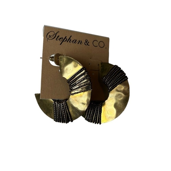 Gold Bronze Tone Wire Wrapped Pierced Earrings by Stephan & Co. - Picture 5 of 5